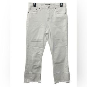 LUCKY Brand Bridgette Mini Boot White Jeans Size 8 / 29‎ Cropped Raw Hem Denim